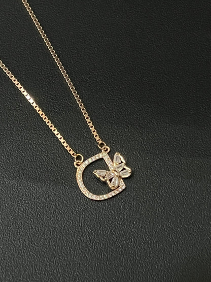 Ladies Pendant Chain_Initial D With Butterfly