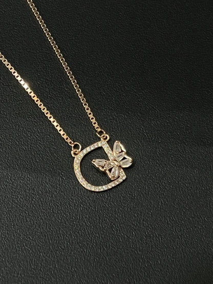 Ladies Pendant Chain_Initial D With Butterfly