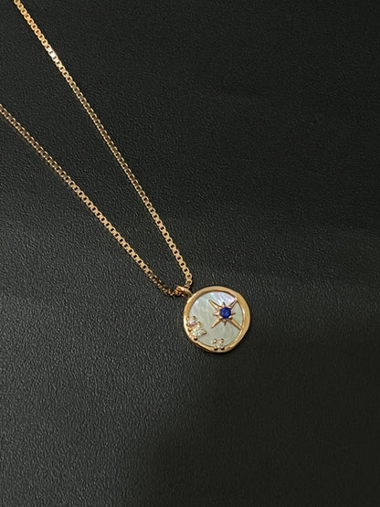 Ladies Pendant Chain_Circular With Blue Stones