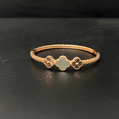 Sliver Ladies Kada Three Motif Pearl Rosegold