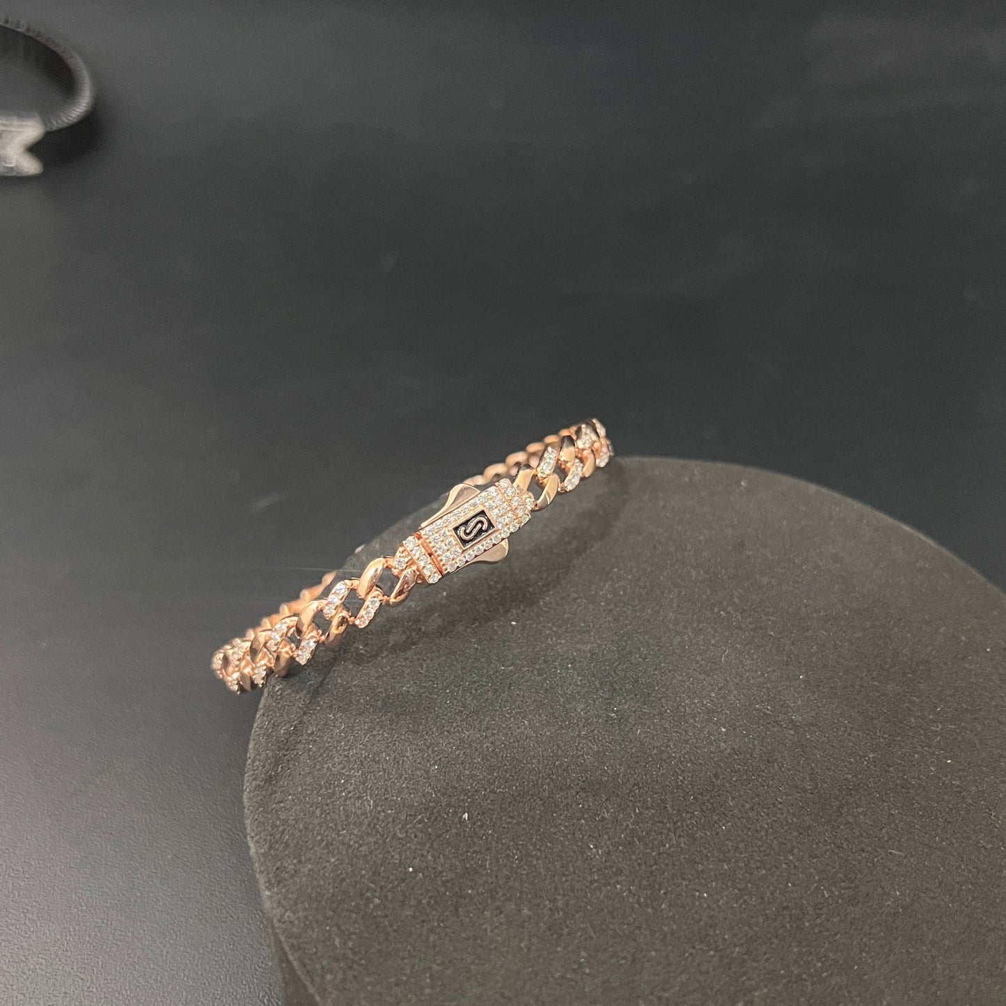 Sliver Unisex Kada Cuban Links Rosegold