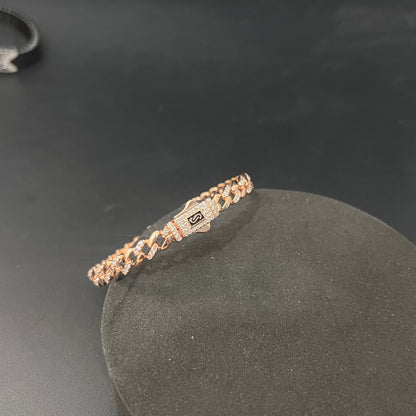 Sliver Unisex Kada Cuban Links Rosegold