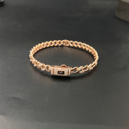 Sliver Unisex Kada Cuban Links Rosegold
