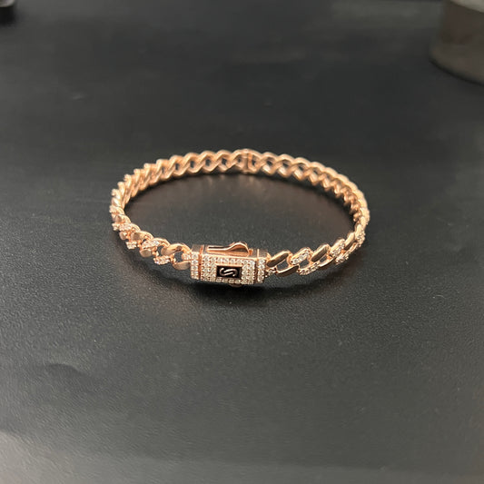 Sliver Unisex Kada Cuban Links Rosegold