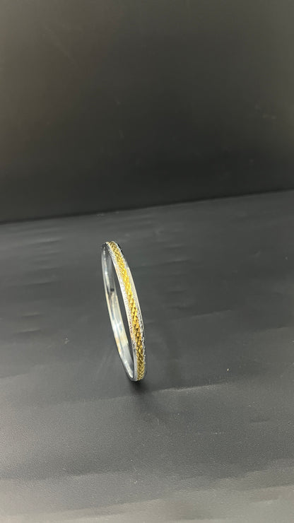 Men's Kada_Silver With Gold polish