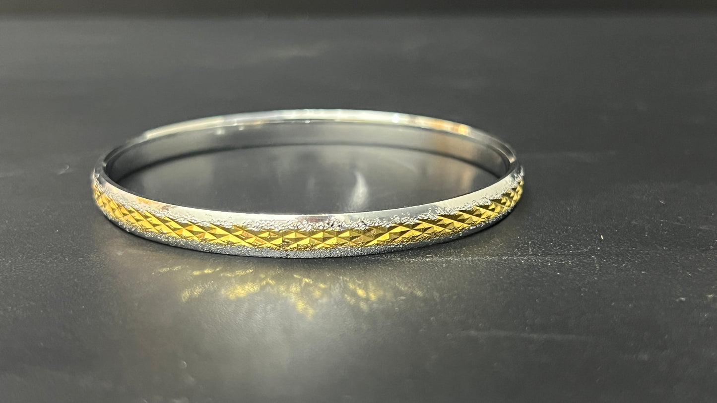 Men's Kada_Silver With Gold polish