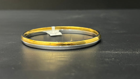 Men's Kada_Silver With Gold Plated Plain Kada