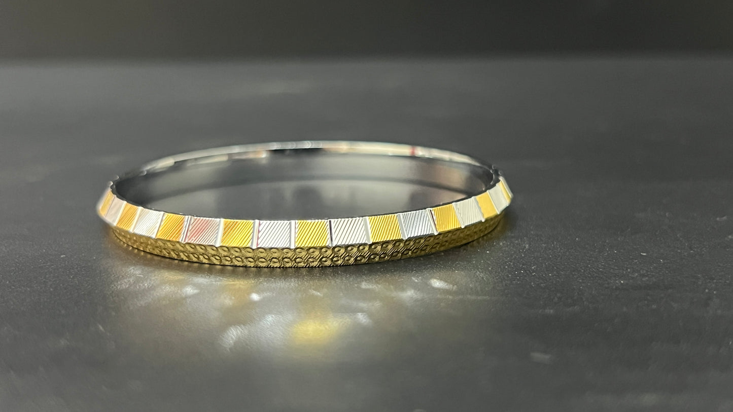 Men's Kada_Silver With Gold polish