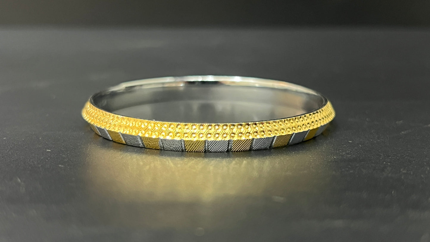 Men's Kada_Silver With Gold polish