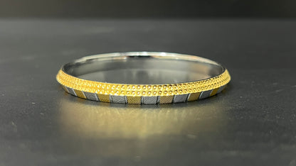 Men's Kada_Silver With Gold polish