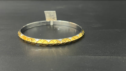 Men's Kada_Silver With Gold Polish Punjabi Design