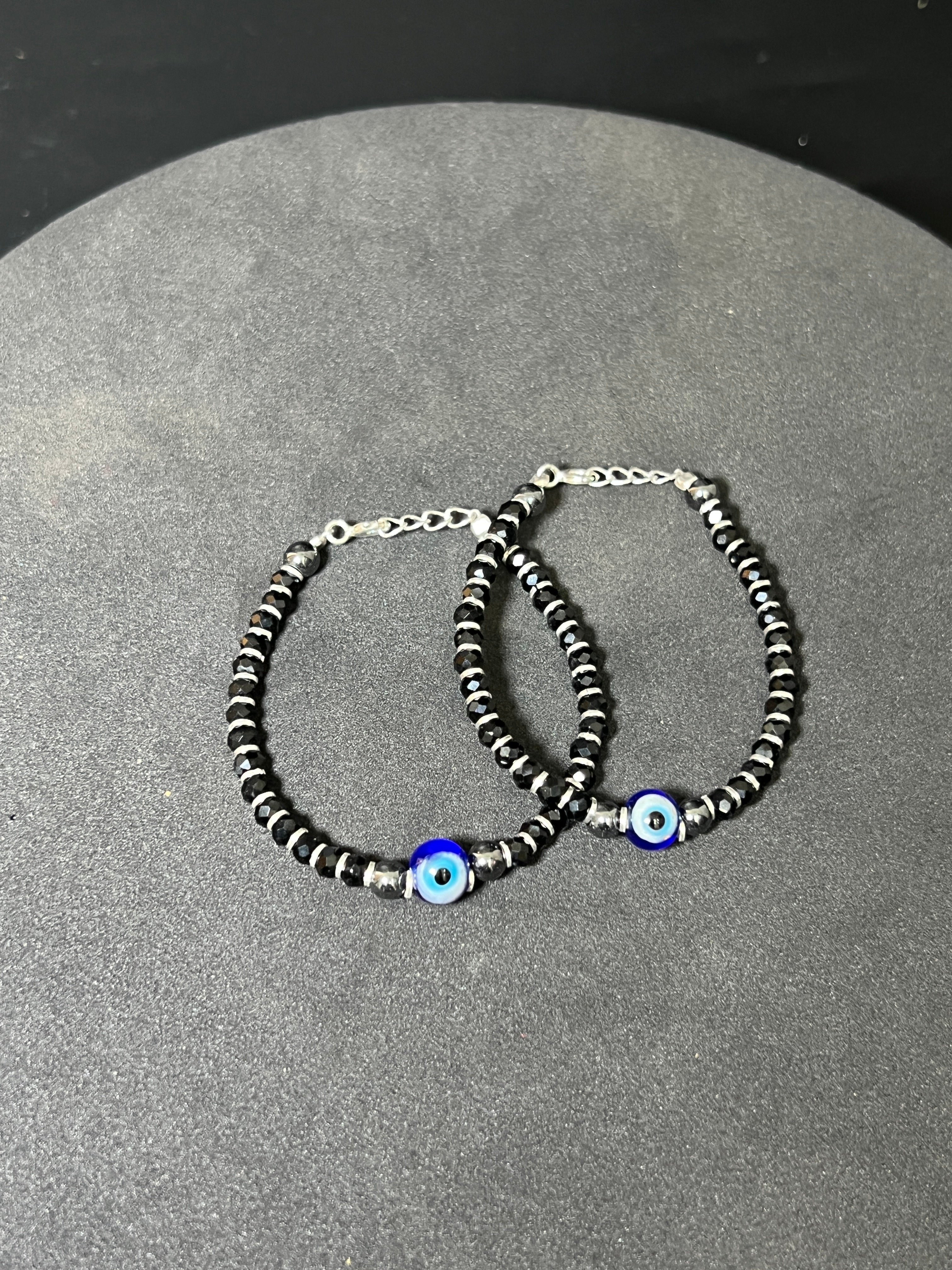 Baby Anklet_Silver Black Bites With Evileye