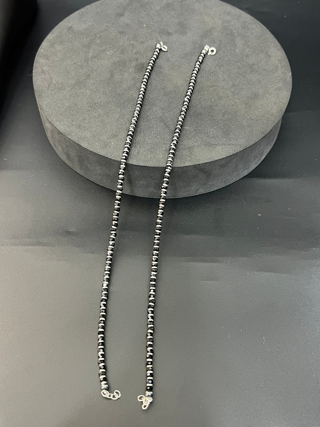 Ladies Anklet_Silver Black Beads