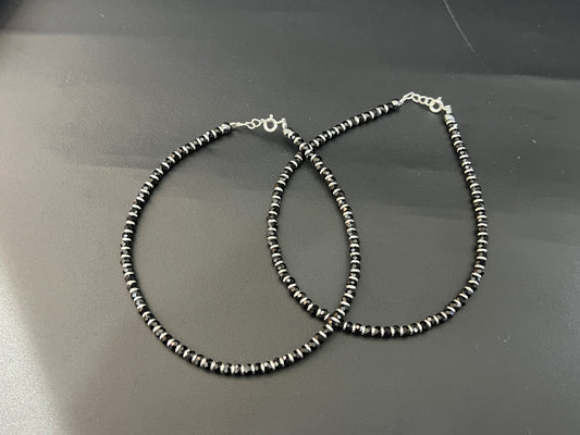 Ladies Anklet_Silver Black Bites