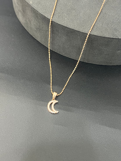 Ladies_Rose Gold Silver Moon Chain