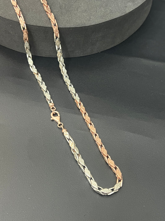 Men's_Silver & Rose Gold Italian kathli Chain