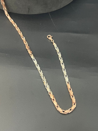 Men's_Silver & Rose Gold Italian kathli Chain