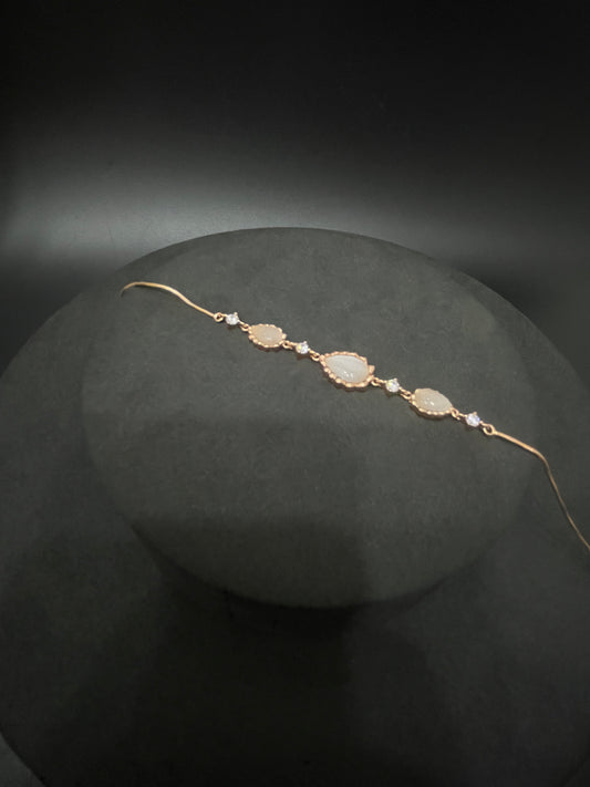 Ladies Bracelet_Rose Gold_White Stones