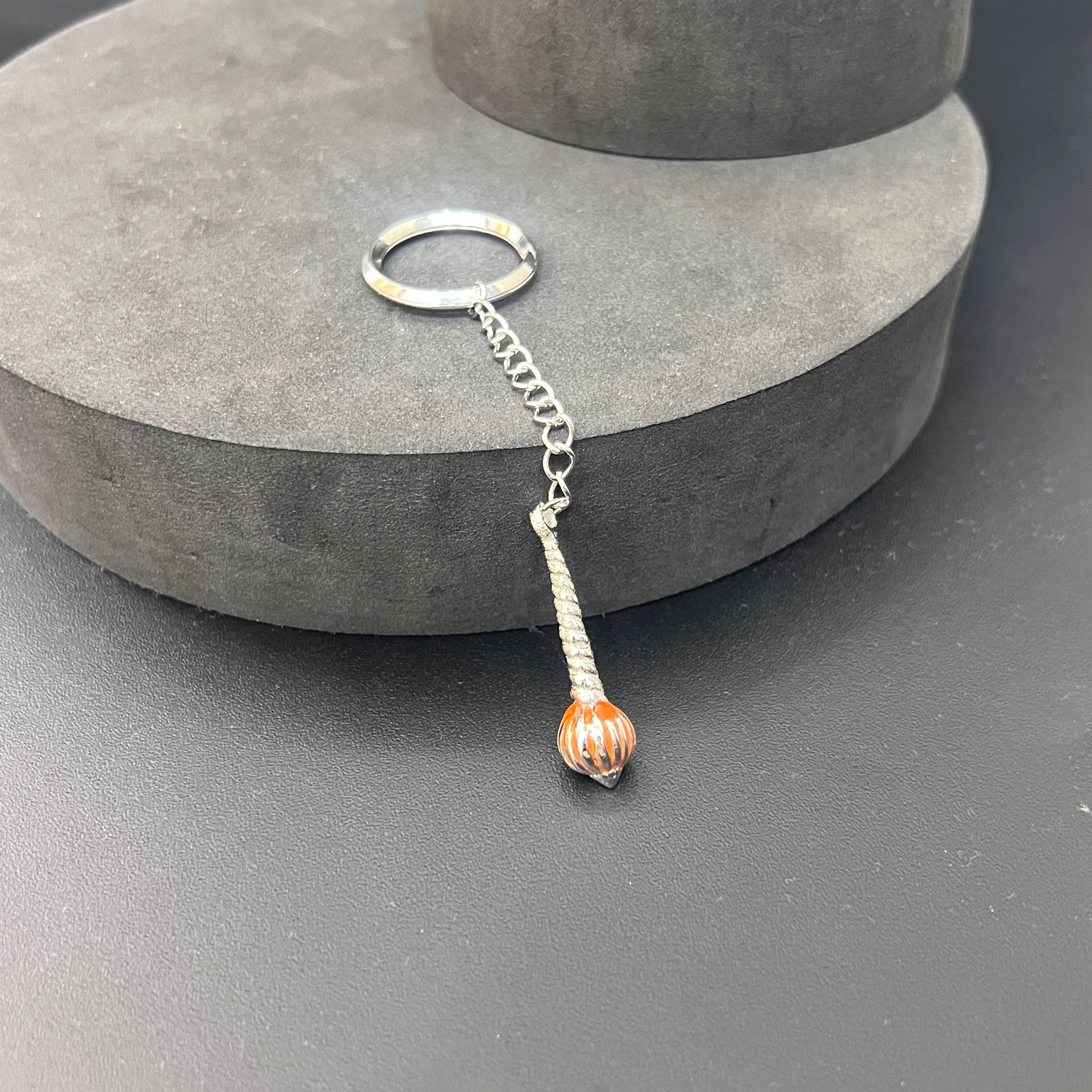 Silver Hanuman Gadha Key Chain