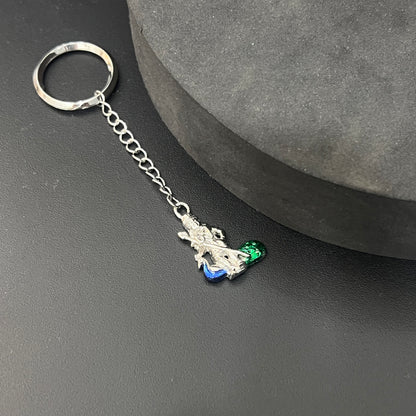 Silver Mugar & Peacock Key Chain