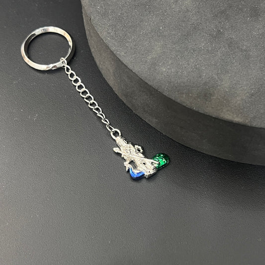 Silver Mugar & Peacock Key Chain