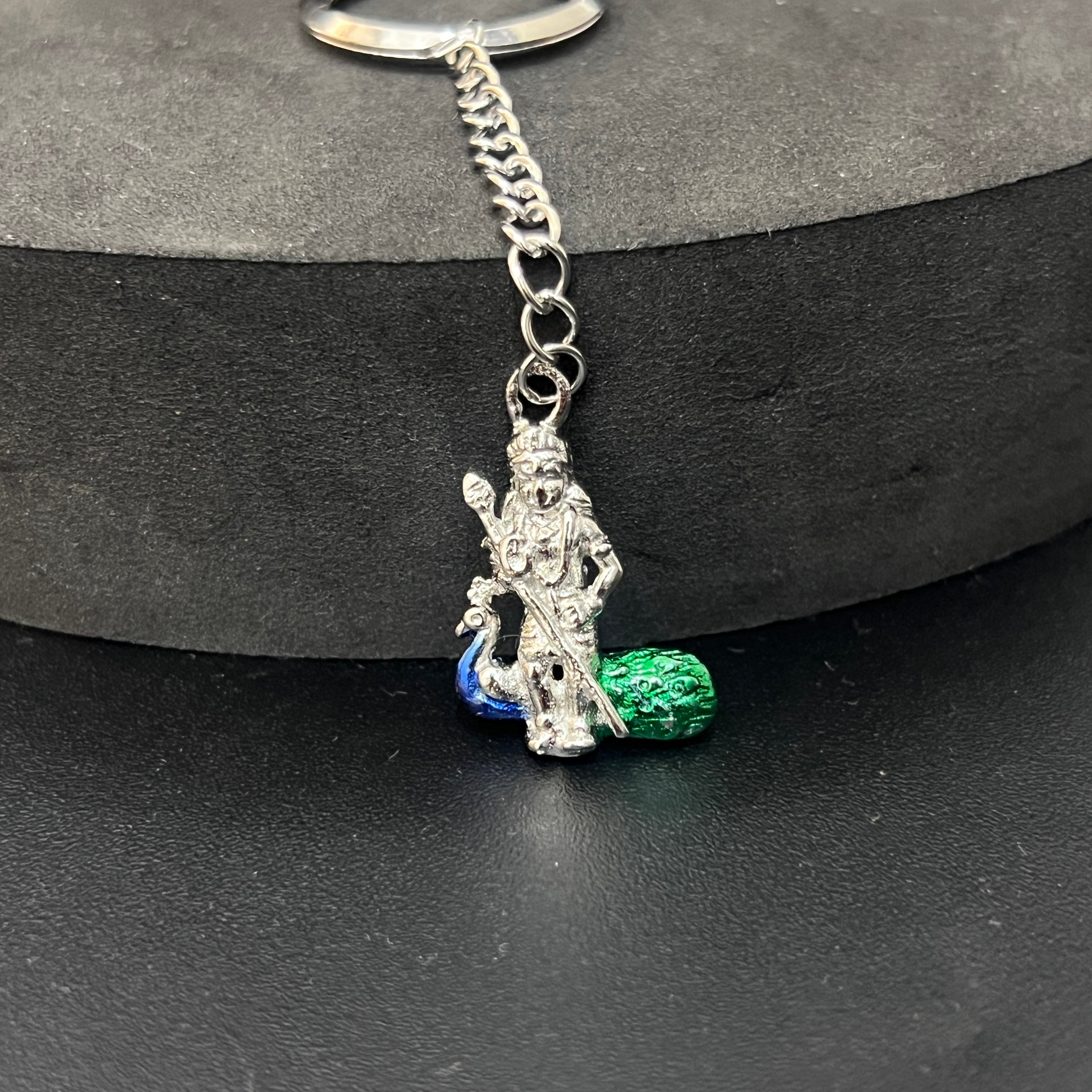 Silver Mugar & Peacock Key Chain