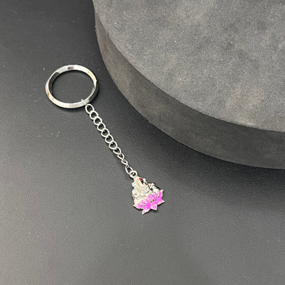 Silver Ganesha Key Chain Lotus