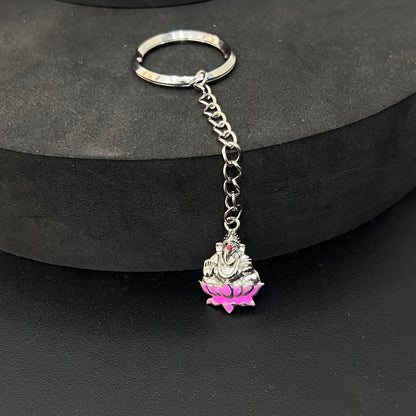 Silver Ganesha Key Chain Lotus