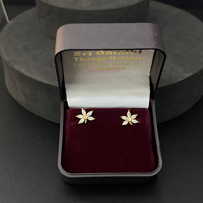 Silver Ladies Petal Stud Gold Finished