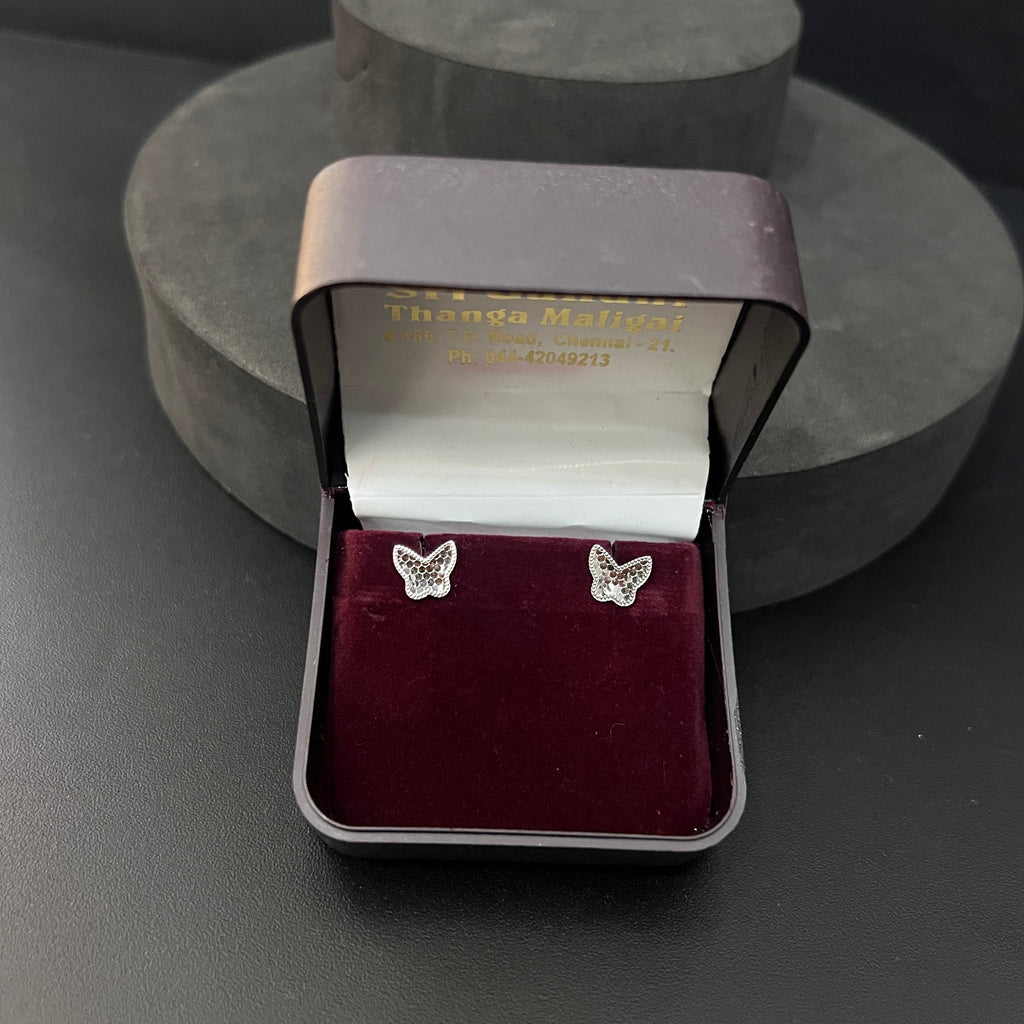Sliver Ladies Butterfly CNC Stud