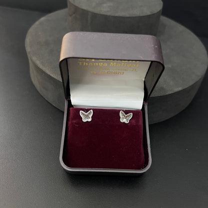 Sliver Ladies Butterfly CNC Stud