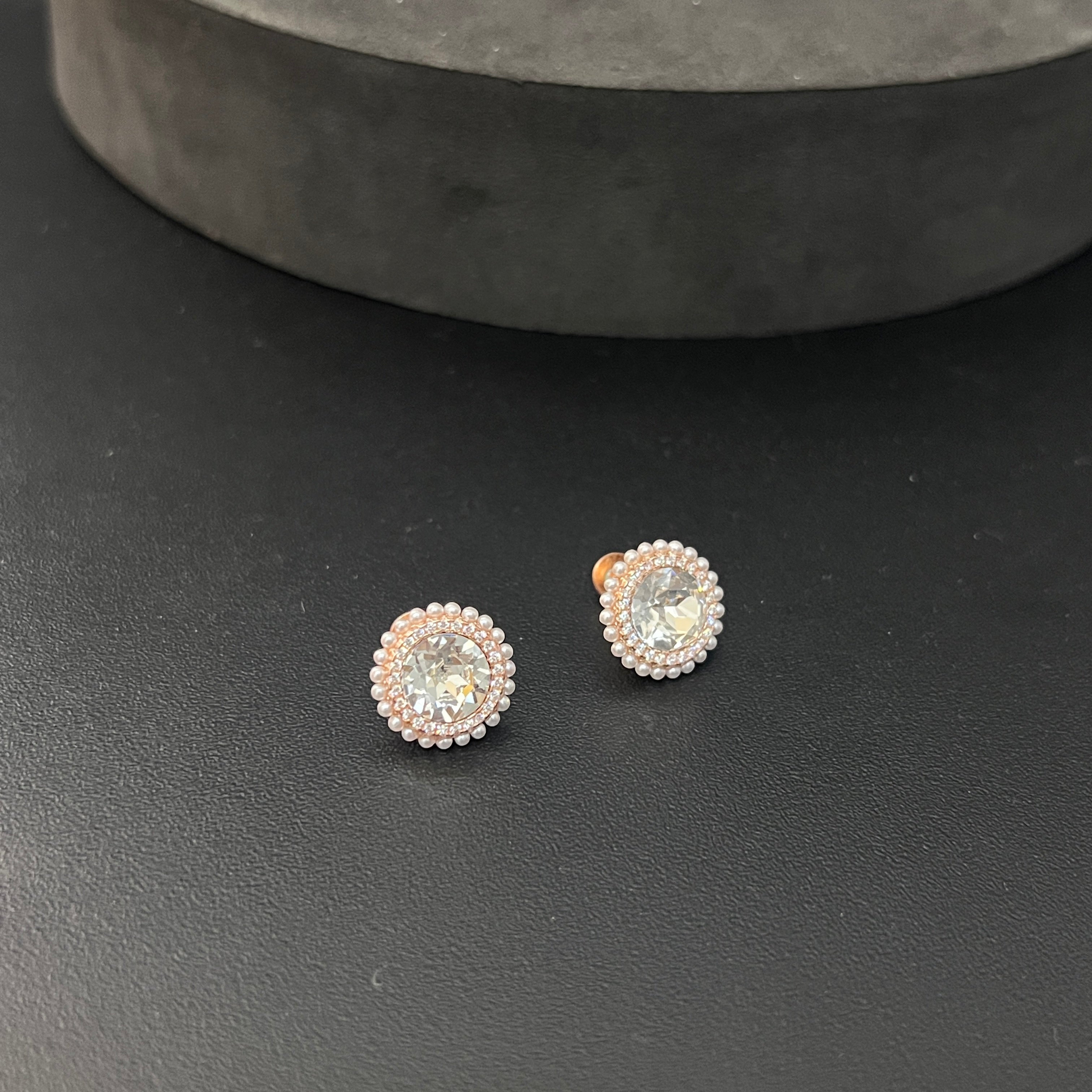 Sliver Ladies Stud Beaded Edge Rosegold