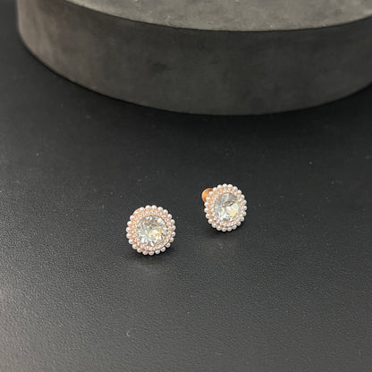 Sliver Ladies Stud Beaded Edge Rosegold