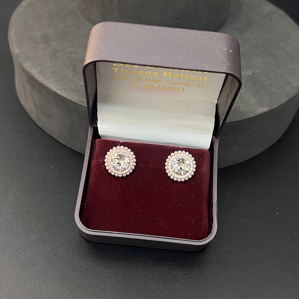 Sliver Ladies Stud Beaded Edge Rosegold