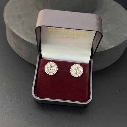 Sliver Ladies Stud Beaded Edge Rosegold