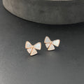 Sliver Ladies Stud Rosegold Bow