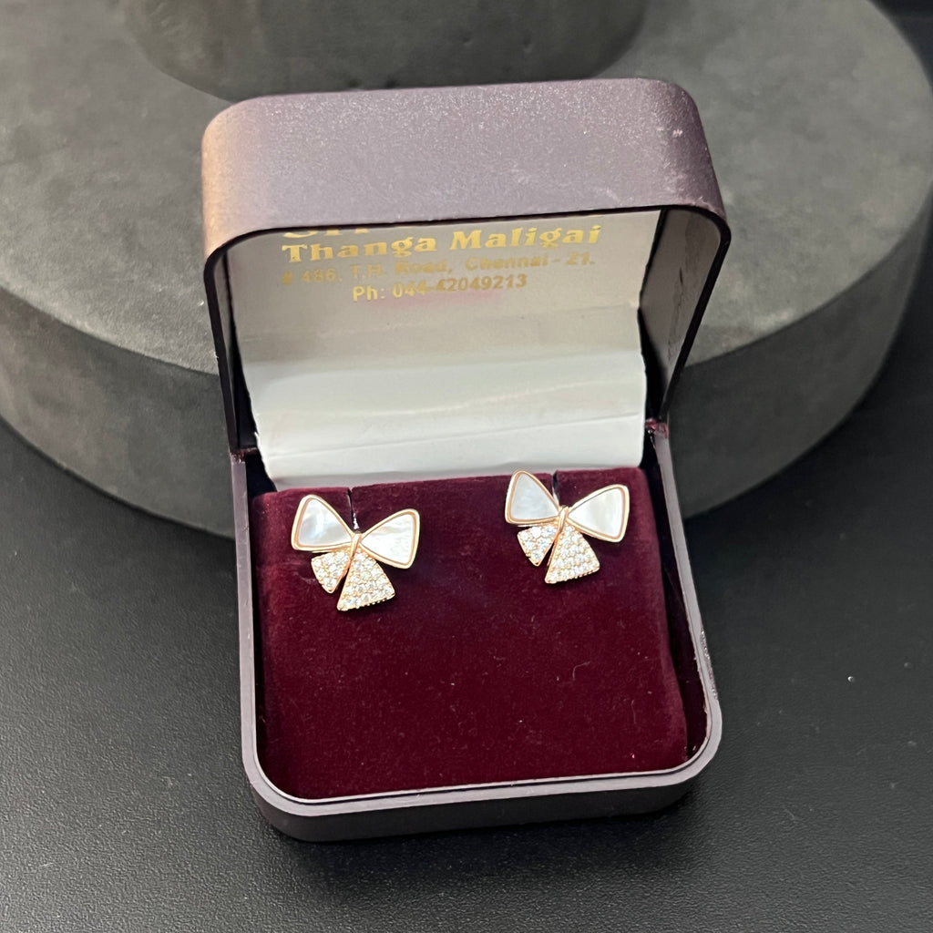 Sliver Ladies Stud Rosegold Bow