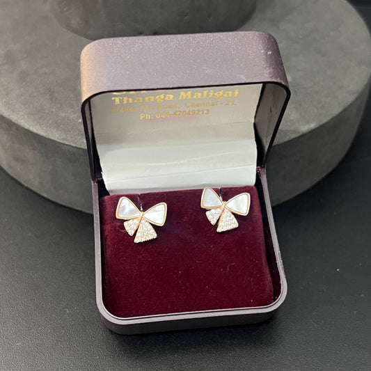 Sliver Ladies Stud Rosegold Bow