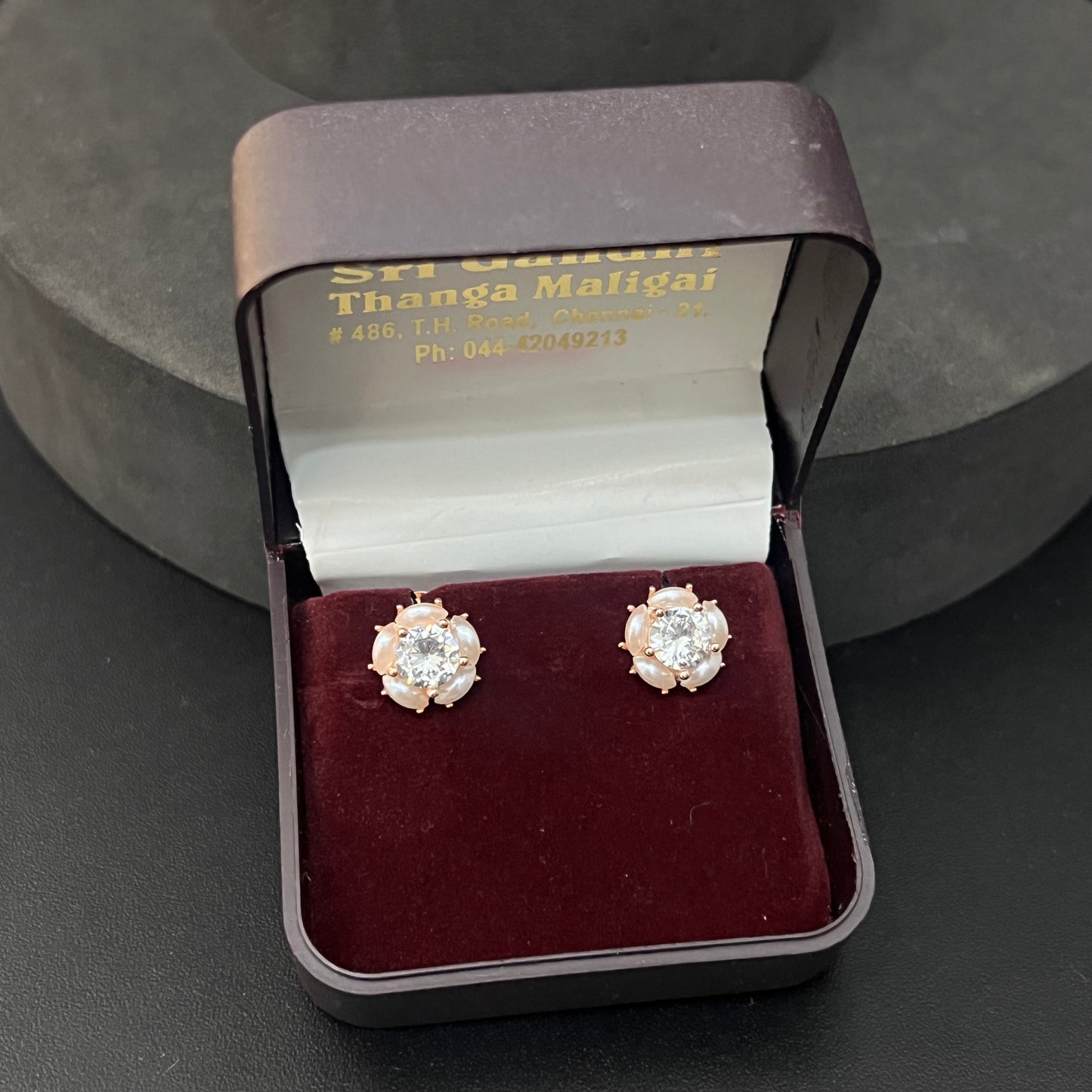 Sliver Ladies Stud Floral Bloom Rosegold