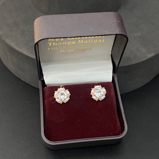 Sliver Ladies Stud Floral Bloom Rosegold