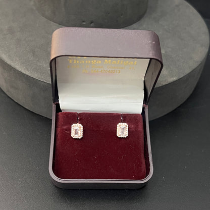 Sliver Ladies Stud Rectangular American Diamond