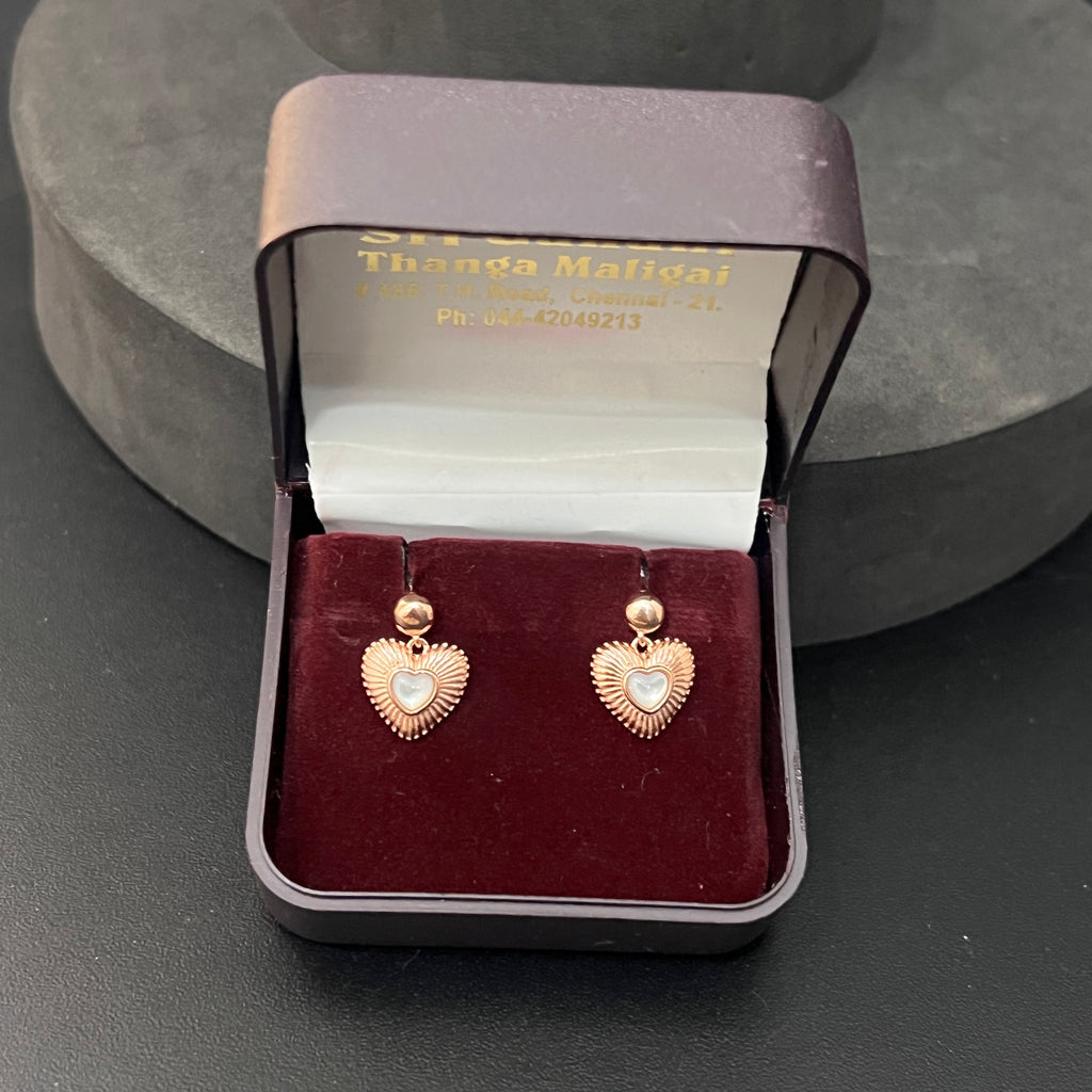 Sliver Ladies Heart Hanging Stud Rosegold