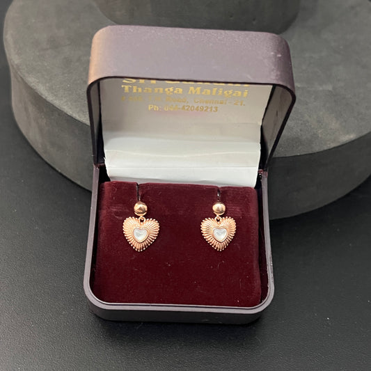 Sliver Ladies Heart Hanging Stud Rosegold