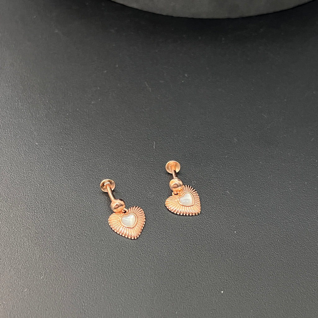 Sliver Ladies Heart Hanging Stud Rosegold
