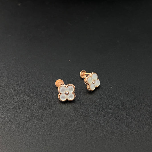 Sliver Ladies Stud Flower Rosegold
