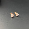 Sliver Ladies Stud Flower Solitaire Rosegold