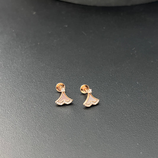 Sliver Ladies Stud C Cut Rosegold