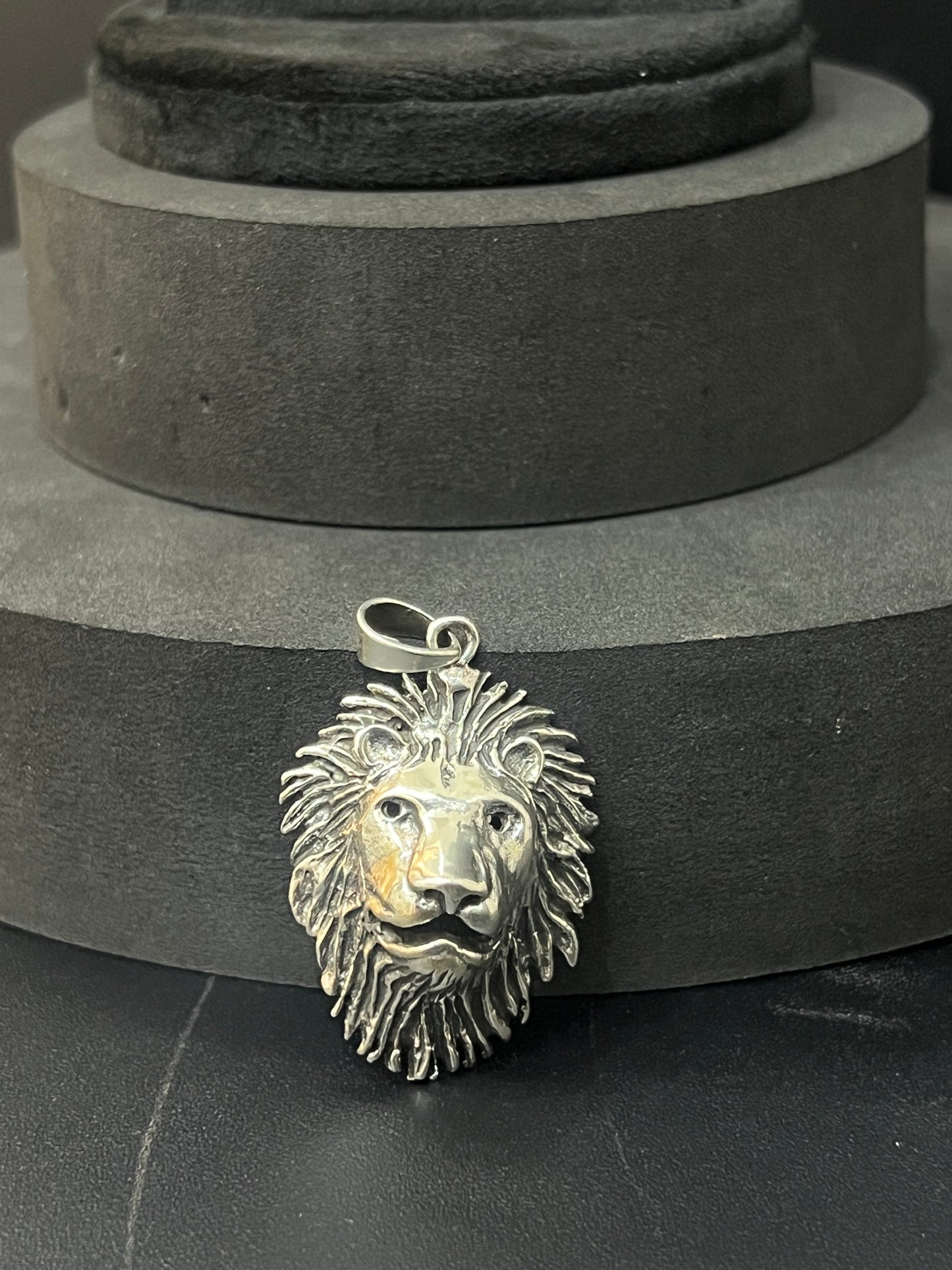 Mens Lion Pendant & Pop Corn Chain