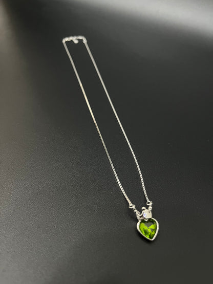 Ladies Pendant Chain _Green Heart