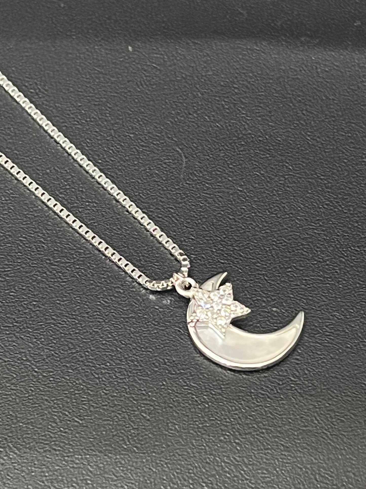 Ladies Pendant Chain_Moon And Star With Stones